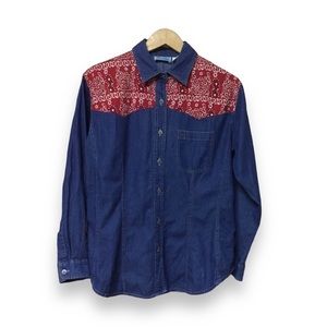 Rockabilly Bandana Boho Rodeo Cowgirl Western Denim Shirt Marisol Large